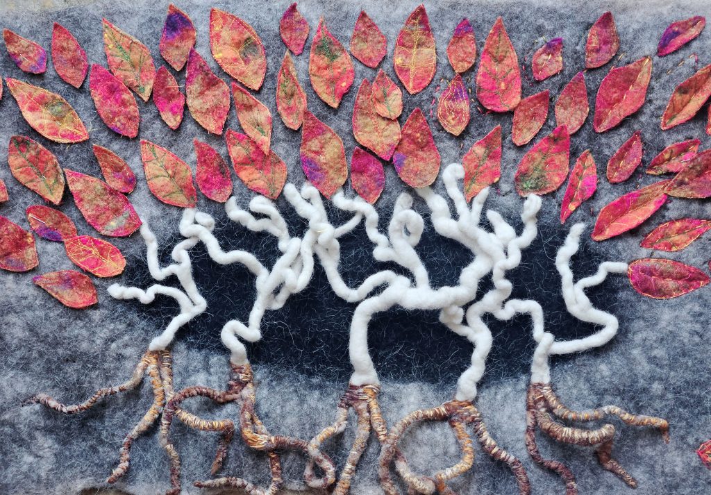 Textile art of trees by Diana Neal