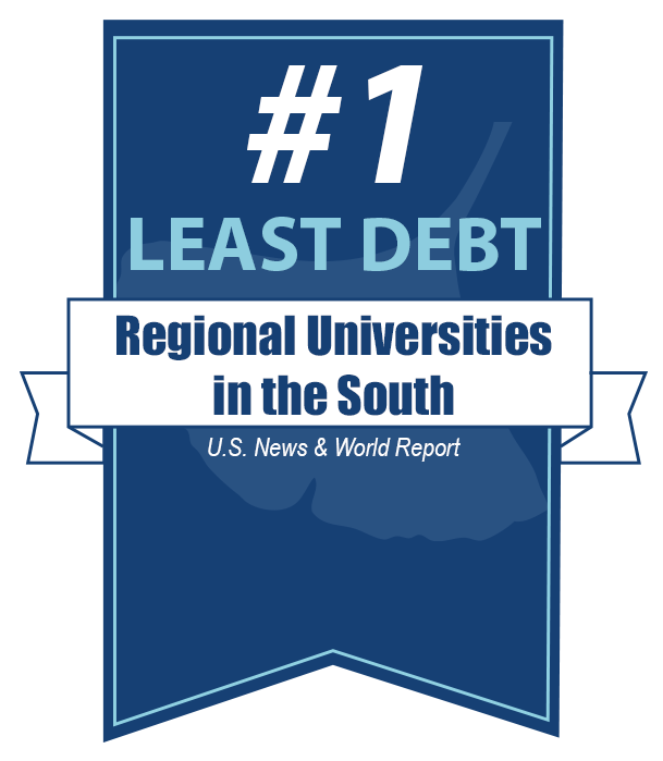 Banner - #1 Least Debt Among Regional Universities in the South