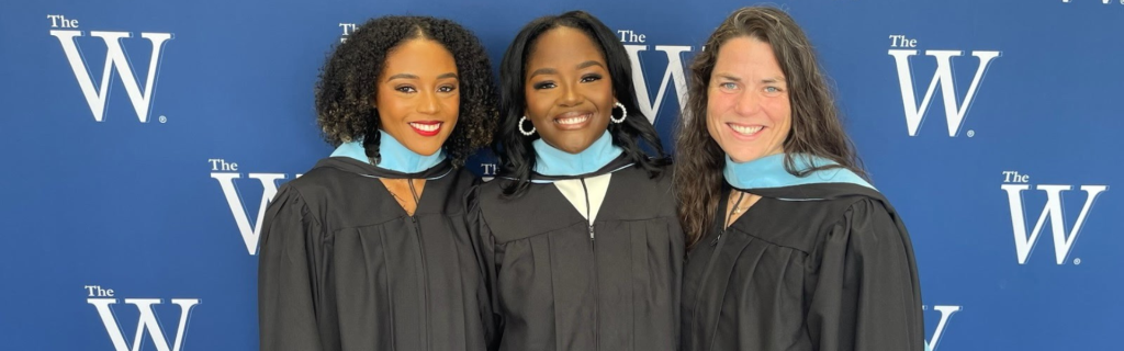 Three M.Ed. graduates after graduation