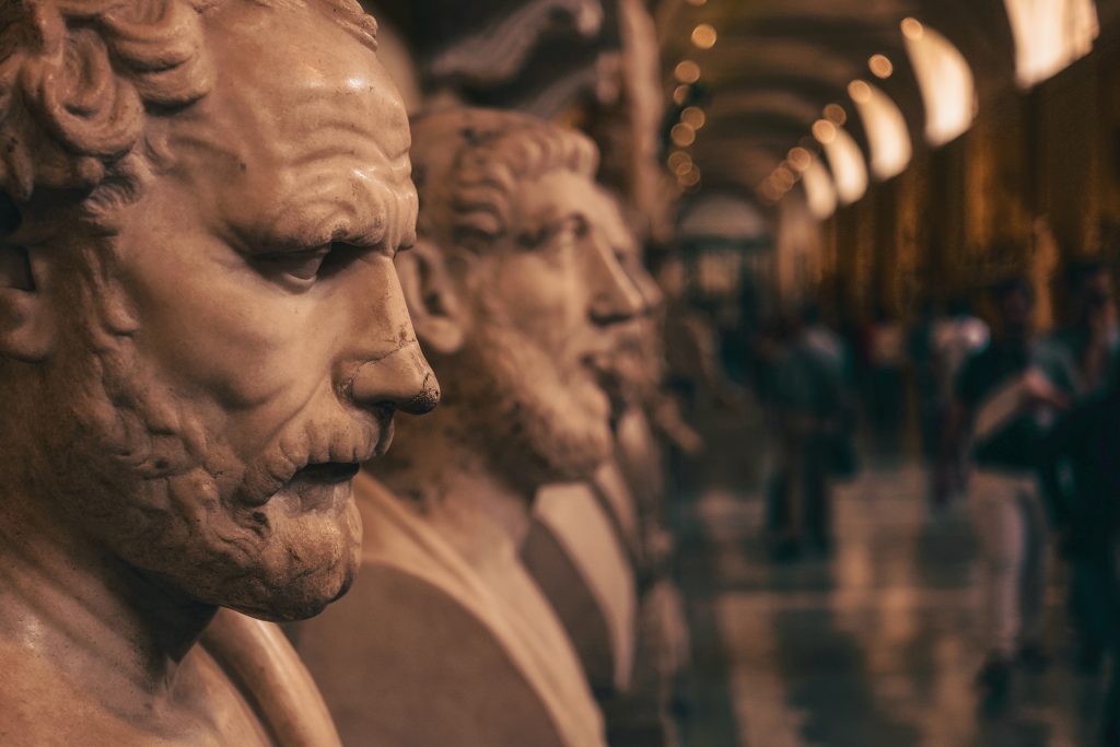 A line of Roman marble busts