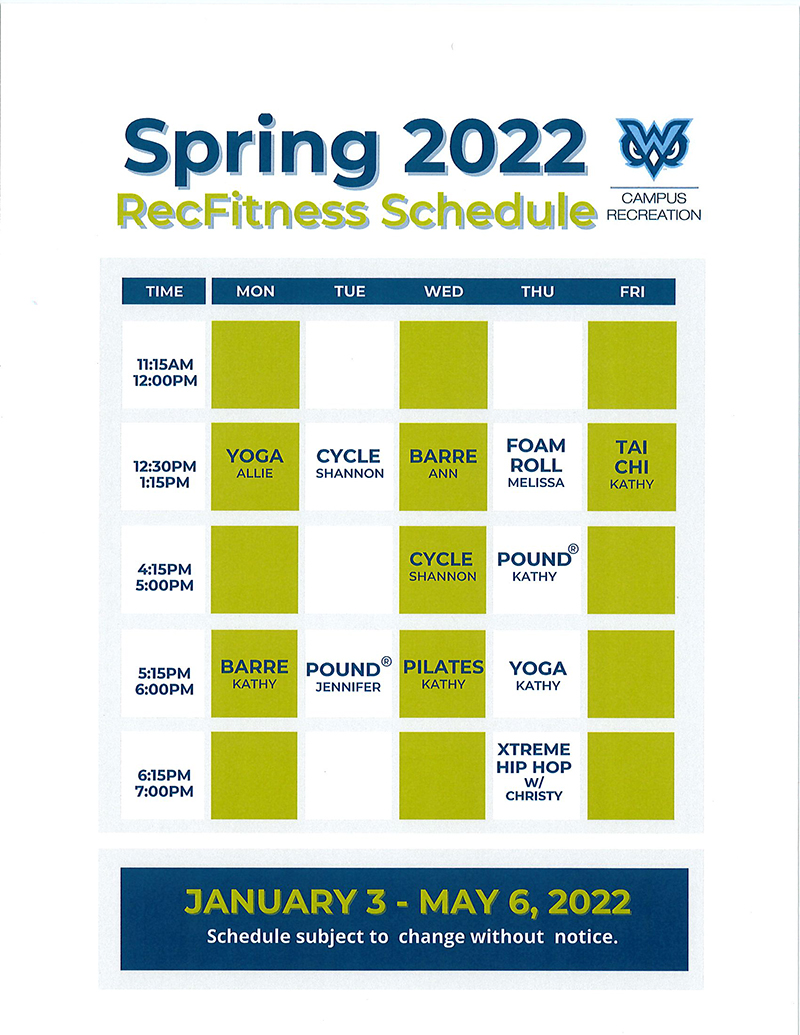 Spring Fitness Schedule
