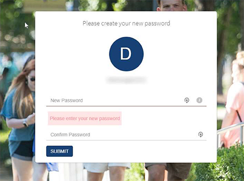 Screenshot of prompt to create a password in WConnect