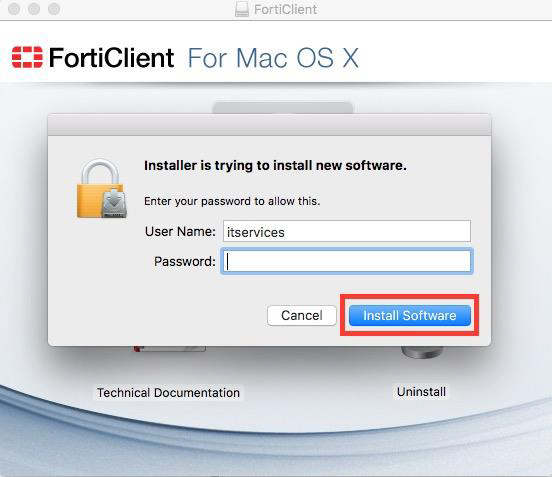 Mac Installer password screen