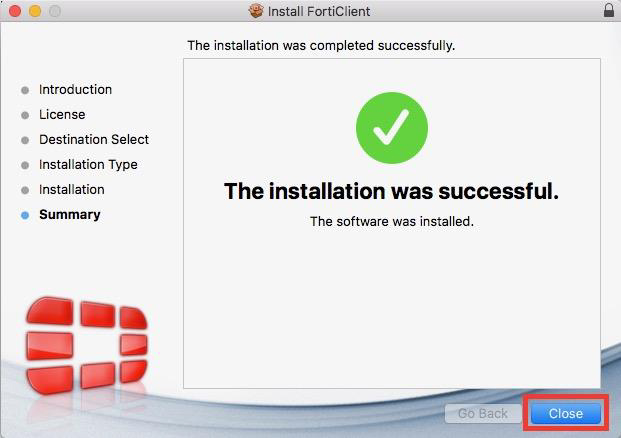 Mac Successful install screen