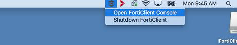 Open Forticlient Console menu