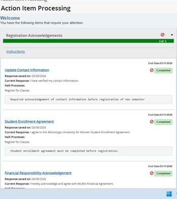 Figure 3: All Action Items Completed