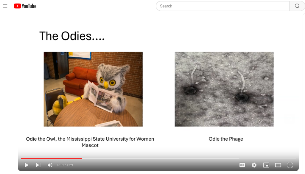A link to the YouTube video Dr. Crossley made about her phage discovery.
