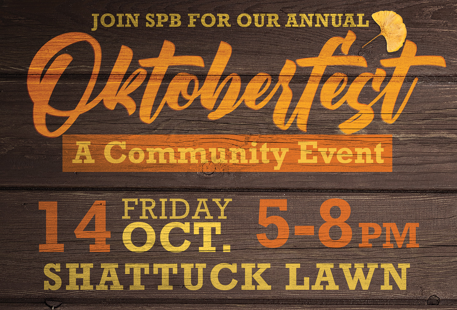 Oktoberfest Oct 14 5-8pm Shattuck Lawn