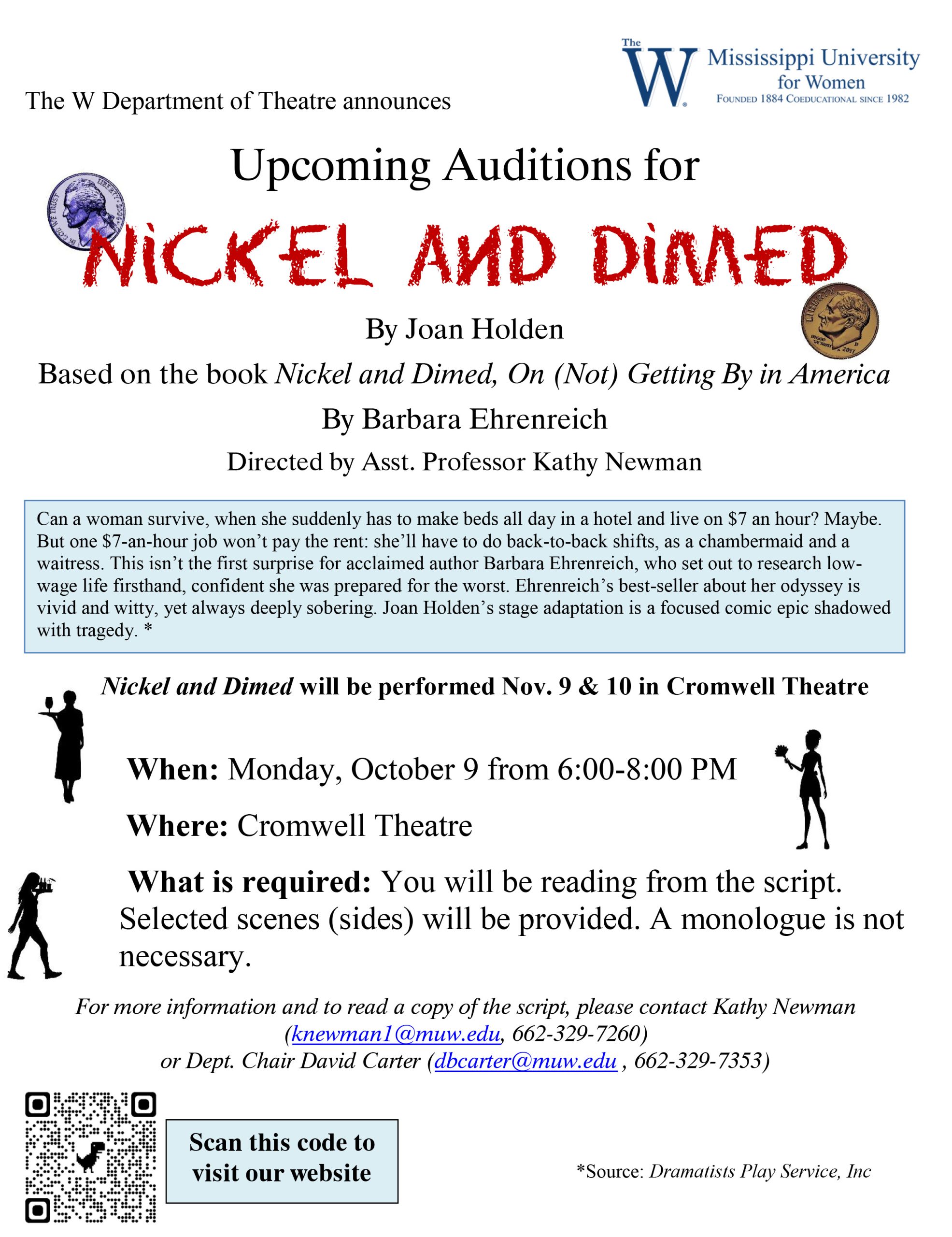Nickel and Dimed Audition Poster