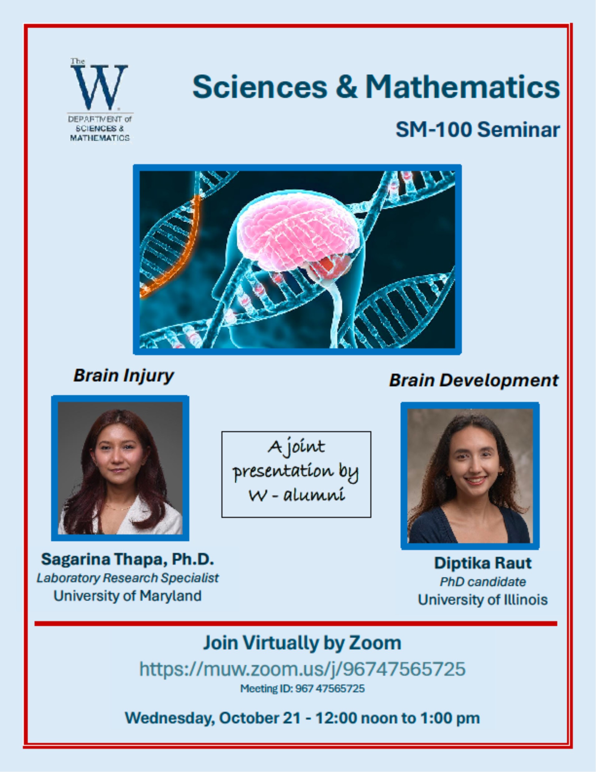 SM-100 Seminar: Brain Injury and Dvelopment. October 21st 2026 at 12pm